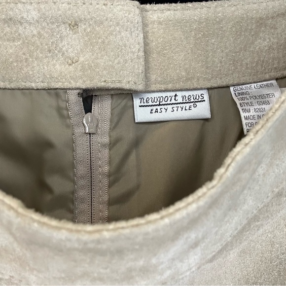 Newport News Suede Tan Patchwork A-line Midi Skirt - Picture 3 of 4